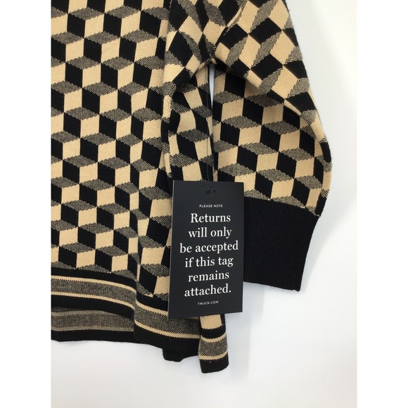 Tuckernuck Clayton Geometric Black Camel Polo sweater M/L - Picture 4 of 8